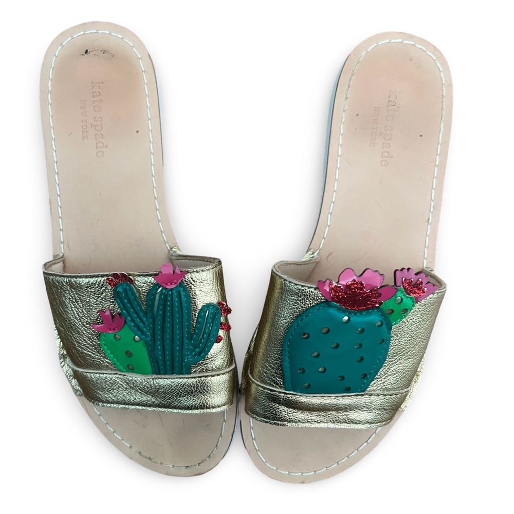 Kate Spade Metallic Sandals with Cactus Design